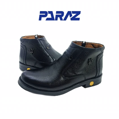 نیم بوت مردانه چرم طبیعی مدل الوادور مازراتی ساق‌دار مشکی کد 651