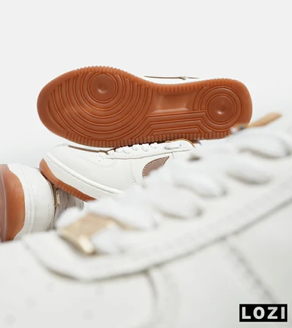 کفش بزرگ پا سفید قهوه ای NIKE AIR FORCE مدل 8226