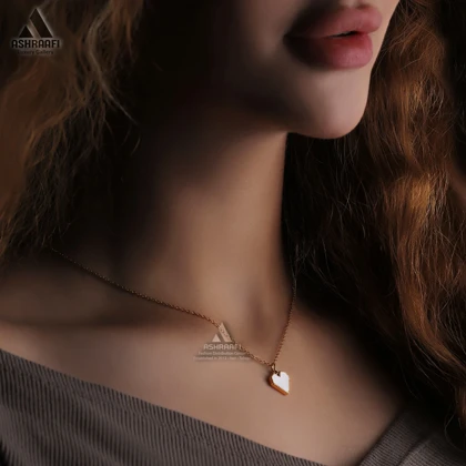 گردنبند زنانه طرح قلب سفید Heart Necklace GW