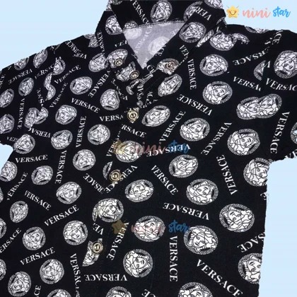 ست پیراهن هاوایی و شلوارک کتان پسرانه طرح Versace