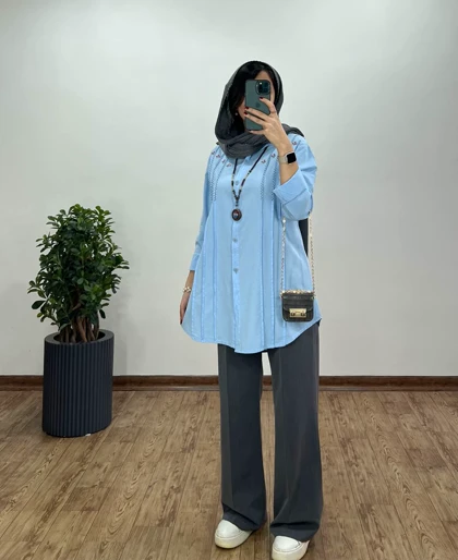مانتو لینن گلدوزی رزانا 1 (ارسال رایگان)