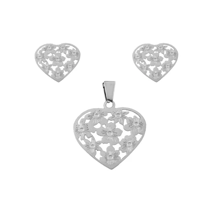 نیم ست بدون زنجیر مدل قلب و گل