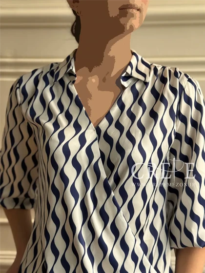 شومیز ساتن سیلک آستین عروسکی