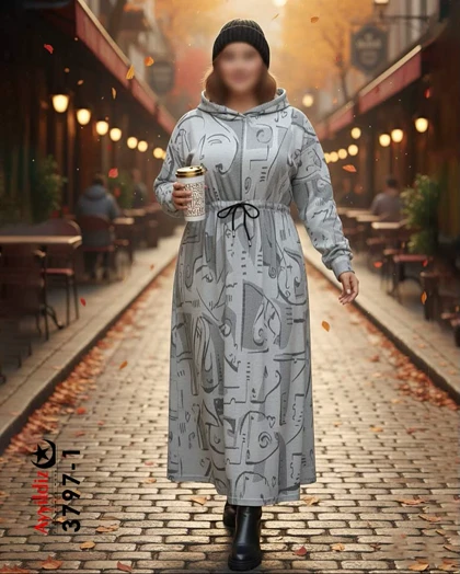 هودی زنانه بلند سایز بزرگ مدل کمر قابل تنظیم کد 3797