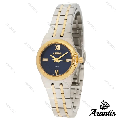 ساعت الکسا 2004z زنانه سیلور طلایی صفحه سورمه ای w-10142