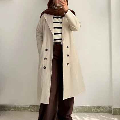 ترنچ کت بلند ماوی