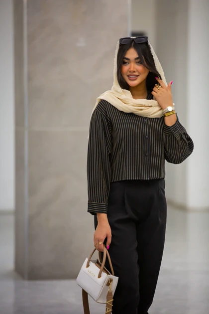 مانتو پیراهنی کراپ خطی