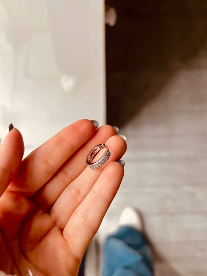 گوشواره حلقه‌ای نگینی ژوپینگ