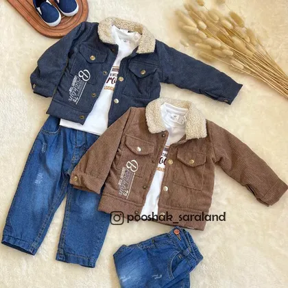 ست سه تیکه پسرانه نوزاد مجلسی طرح بروکلین