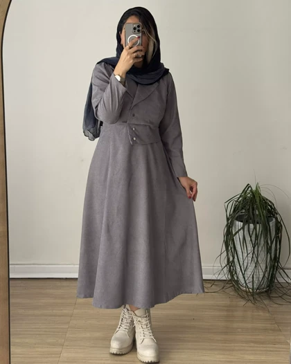 پیراهن مخمل کبریتی سارا 1