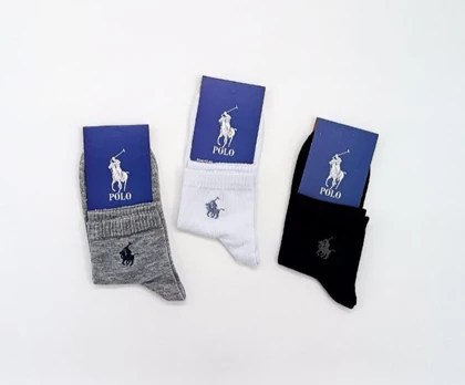 جوراب نیم ساق مردانه پولو پک 3 عددی