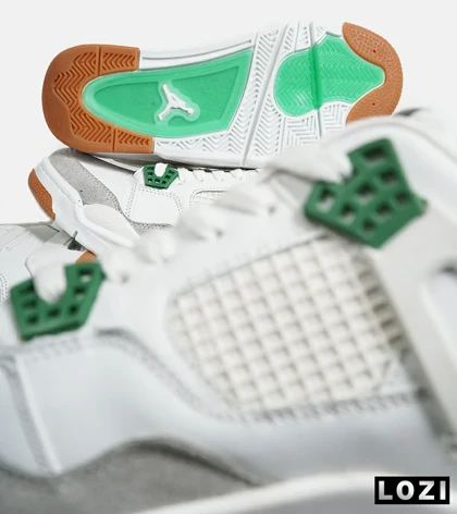 کتانی ساق‌دار زنانه و مردانه سفید سبز Nike air jordan 4