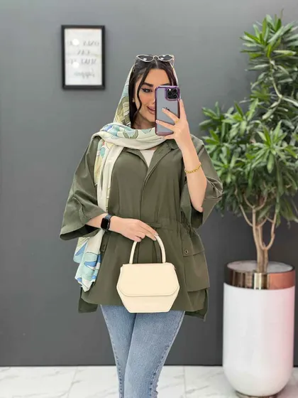 مانتو کمرگت دکمه مخفی