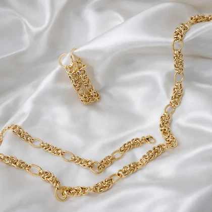 سرویس کامل برند شین مدل «گره شاهانه» | ترکیب بافت و حلقه با گارانتی 1 ساله