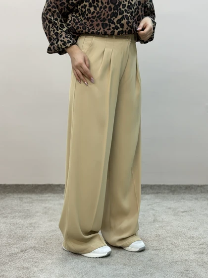 شلوار بگ کرپ پارچه ای پلین