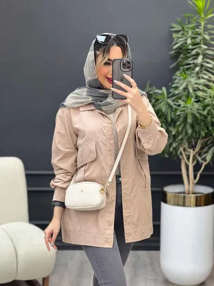 مانتو کتان جیب پیله نیکا