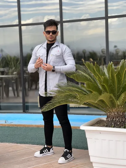 پیراهن کتان ساده استین بلند
