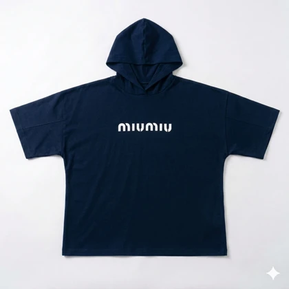 تیشرت باکسی کلاه دار مدل miu miu فری سایز کد 295584