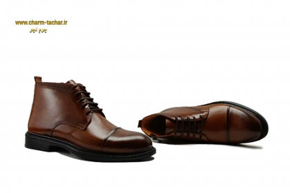 نیم بوت مردانه بندی بغل زیپ‌دار چرم طبیعی si174