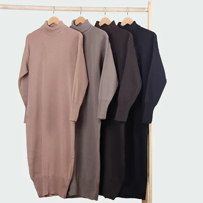 پیراهن بلند یقه اسکی مدل s411 کد 2444