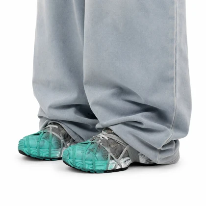 کفش کتانی مردانه مدل بالنسیاگا اسپایدر کاستوم طوسی سبز1 BALENCIAGA SPIDE
