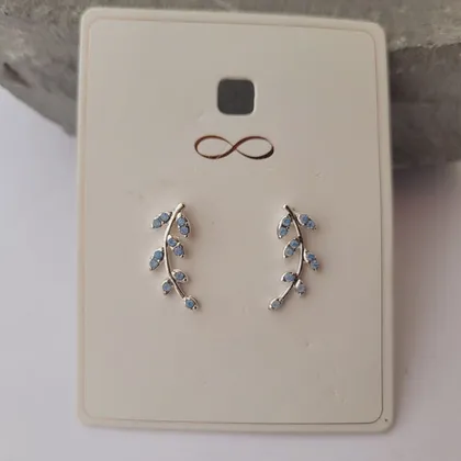 گوشواره میخی لاله گوش گندمی نگین آبی