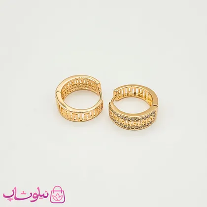 گوشواره حلقه‌ای پهن ژوپینگ طرح ورساچه طلایی