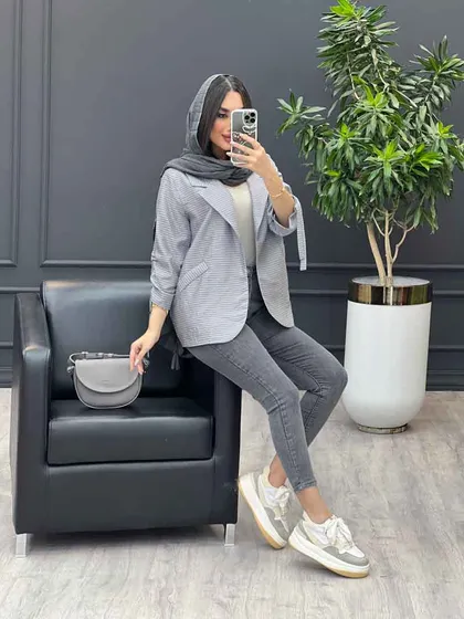 مانتو راه راه آستین گت دار