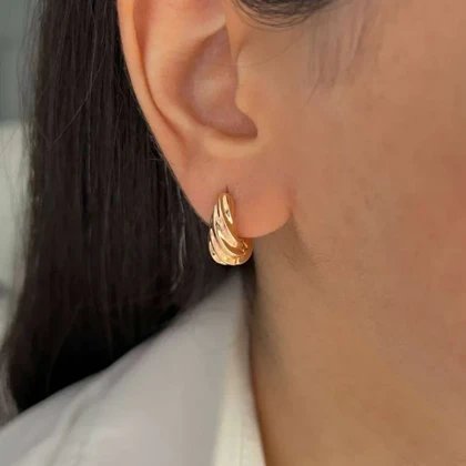 گوشواره زنانه حلقه‌ای ژوپینگ، طرح آینه، شیک و بادوام Xuping