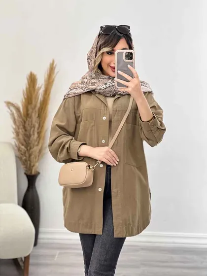 مانتو دکمه مخفی برش‌دار