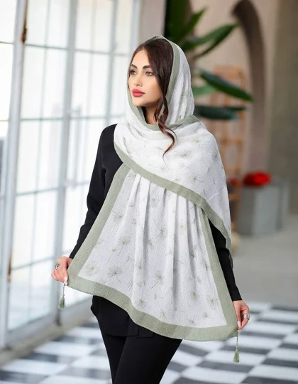 شال نخی پلیسه کالکشن سبز سیج
