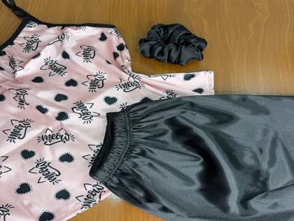 ست تاپ و شلوارک طرح قلب 059