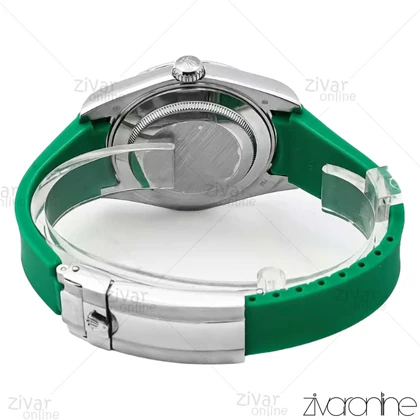 ساعت رولکس دیت جاست 2 ویمبلدون مردانه قاب سیلور بند رابر سبز 106611