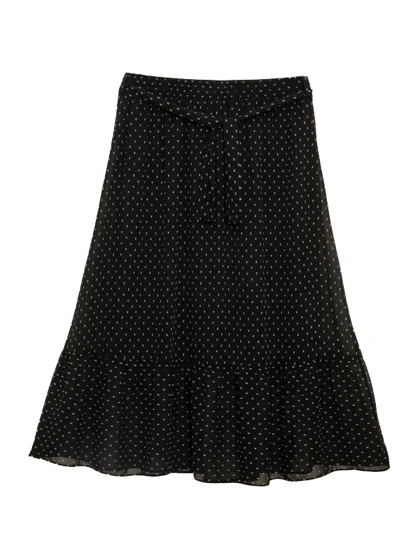 دامن زنانه کمر کش کمربند دار حریر چین‌دار 20100