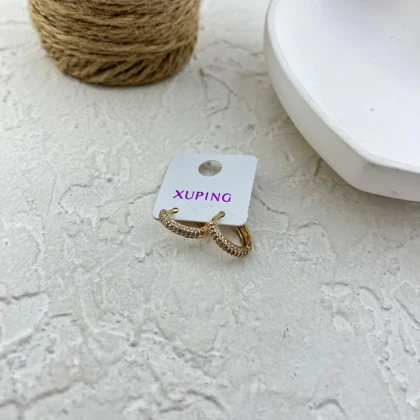 گوشواره زنانه ژوپینگ مدل استلار طرح حلقه کوچک جواهری با نگین