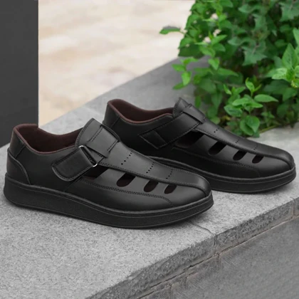 صندل مردانه مشکی زیره مشکی مدل Arman