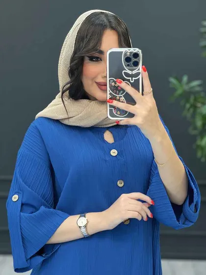 مانتو بلند جلو بسته آستین پاگن