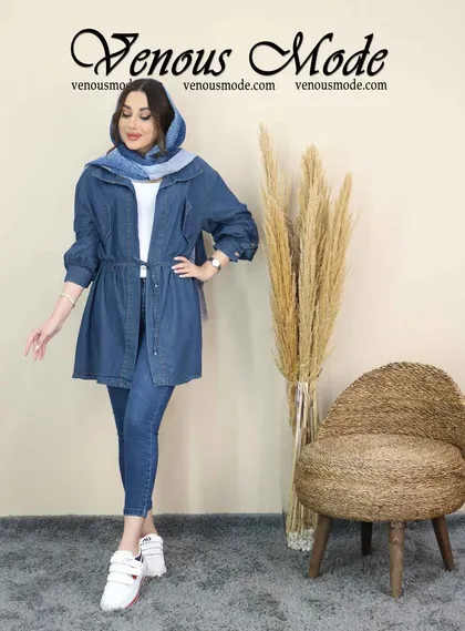 مانتو جین عروسکی آستین دکمه