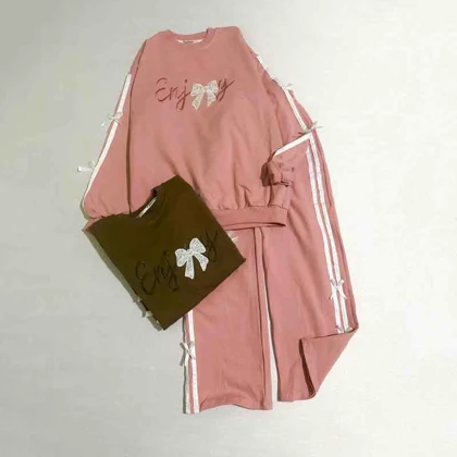 بلوزشلوار دخترانه شیک طرح پاپیونی 10 تا12 سال