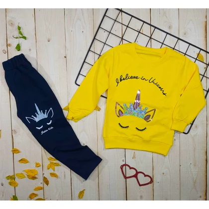 بلوز شلوار دخترانه گربه تاج دار