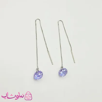 گوشواره دخترانه بخیه ای ژوپینگ مدل بنفش