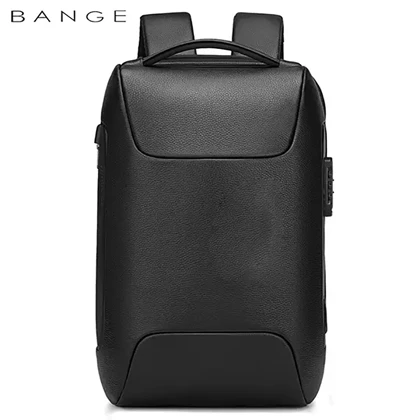کوله پشتی لپ تاپ 15.6 اینچ چرم بنج Bange اصل مدل BG-6622 قفل دار با پورت USB