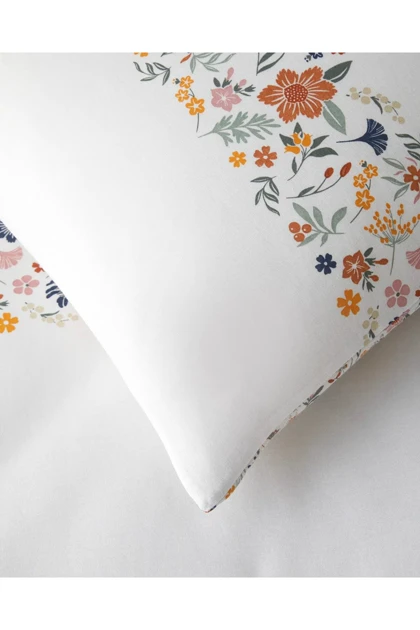 سرویس روتختی دو نفره با ملحفه English Home مدل Bloomy Lines پنبه‌ای - زرد