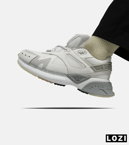 کفش کتانی سفید طوسی AMIRI Bone Runner