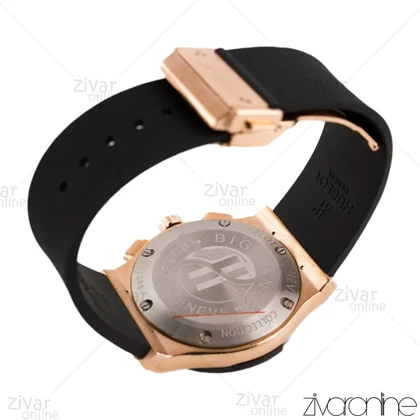 ساعت هابلوت مردانه کلاسیک فیوژن سه موتوره قاب رزگلد بند رابر مشکی 102210