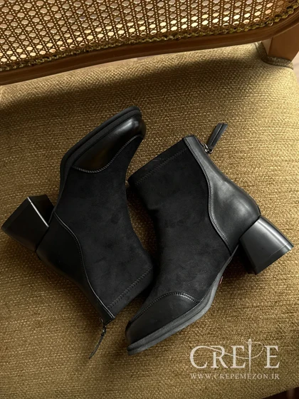 نیم بوت مخمل چرم پاشنه 5/5 سانت