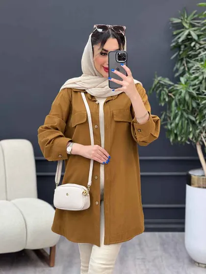 مانتو جیب نما بغل سه دکمه
