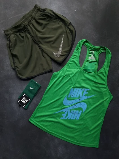 ست رکابی شلوارک نایکی با 3 رنگ + جوراب