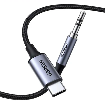 کابل تبدیل تایپ‌سی به جک 3.5 میلی‌متری یک متری یوگرین ugreen CM450 20192 با تراشه DAC حرفه‌ای