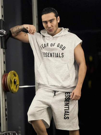 ست هودی وست و شلوارک طرح Fear of God دورس ملانژ (یونیسکس و بگ)